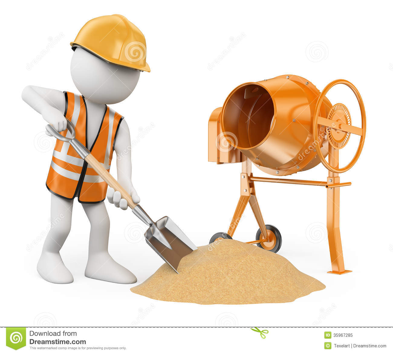 Royalty Free Stock Photo  3d White People  Construction Worker With A