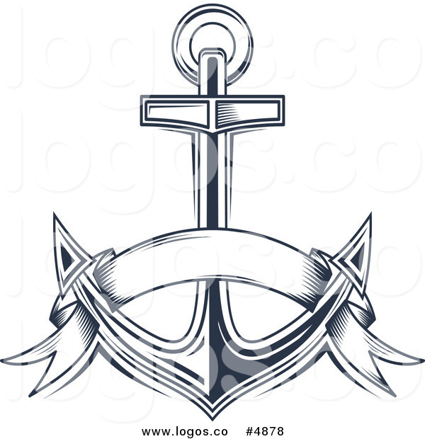 Royalty Free Vector Of A Blue Anchor And Banner Logo By Seamartini    