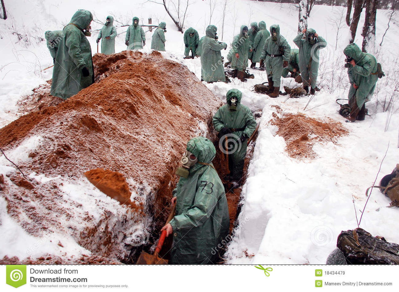 Soldiers In Protective Suit  Nbc  To Dig Trenches  Rapid Deployment    
