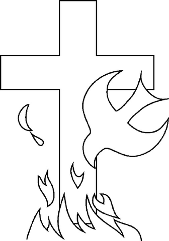 Supercoloring Com  Holy Spirit Coloring Page   Dove Fire And Cross