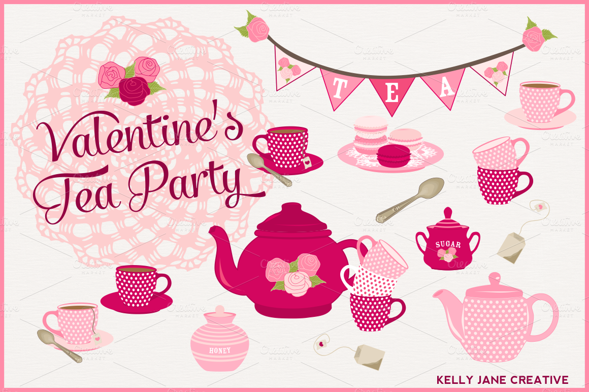Valentine S Day Tea Party   Illustrations On Creative Market