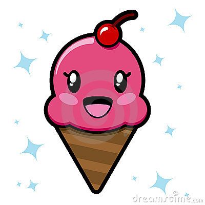 Vector Illustration Of A Cute Ice Cream Cone Character With A Bright