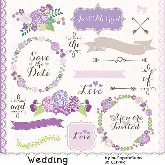 Wedding Wreath Clipart Flower Purple Flower Clipart Bridal Clipart
