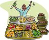Woman Buying Produce At An Outdoor Market   Royalty Free Clip Art
