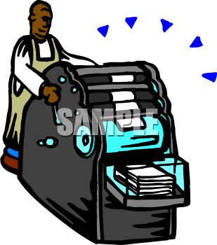4062 African American Man Using A Printing Press Clipart Image Jpg