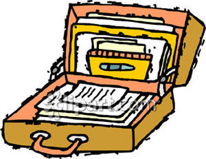 An Open Briefcase Full Of Papers Royalty Free Clipart Picture
