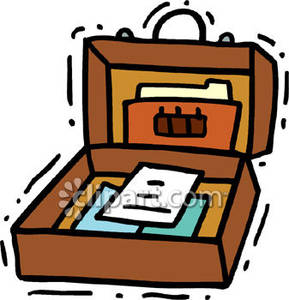 An Open Briefcase With Papers   Royalty Free Clipart Picture