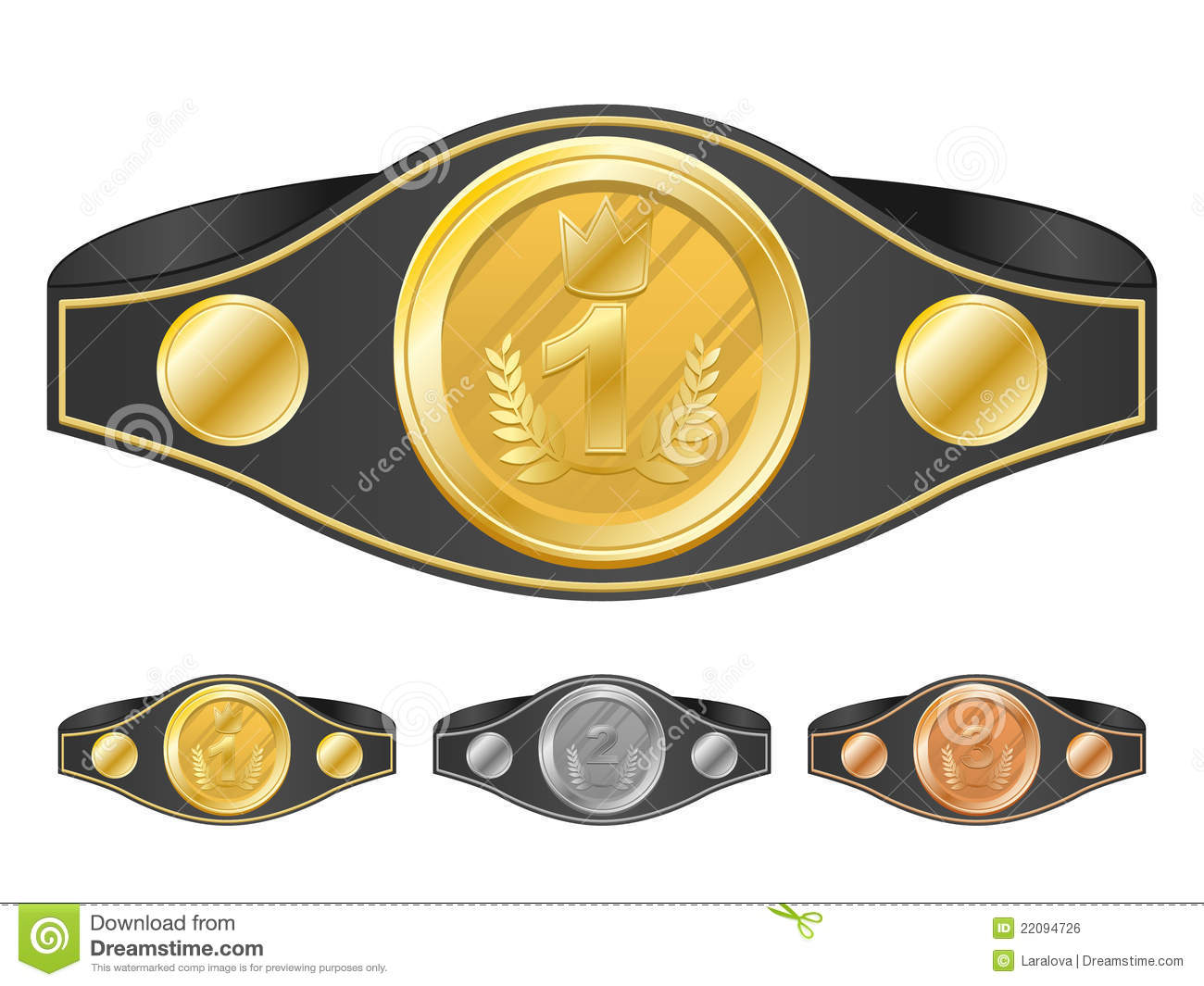 Boxing Belt Clipart Three Champion Belts 22094726 Jpg