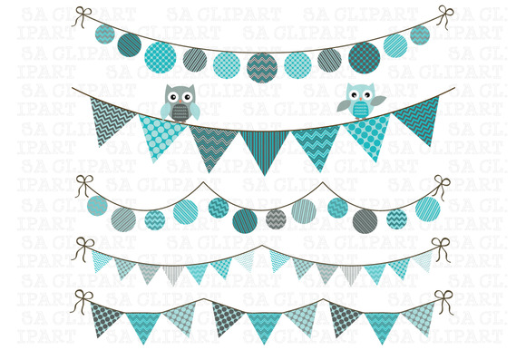 Bunting Owl Banner Clipart   Illustrations On Creative Market
