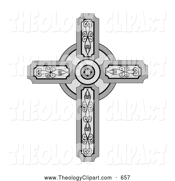 Clip Art Of A Pretty Medieval Christian Cross With Ornate Designs By C