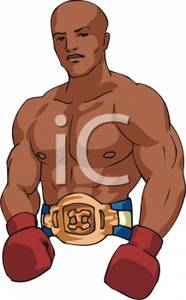 Clipart Image Of A Boxing Champion Wearing A Gold Belt