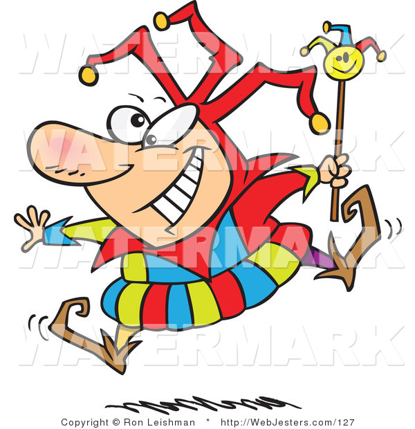 Clipart Of A Cartoon Happy Fool Smiling And Jumping By Ron Leishman