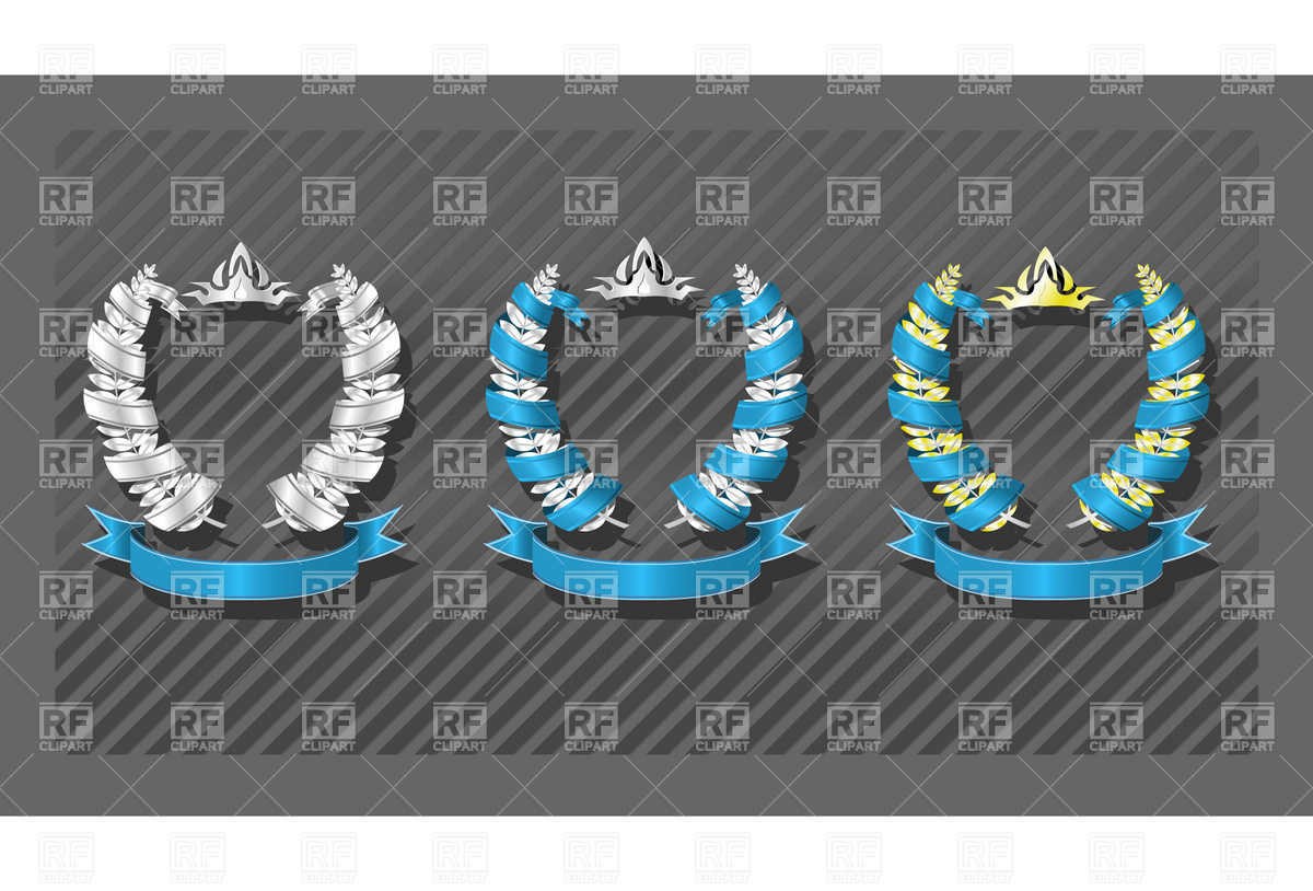 Emblems With Shield Wreath And Banner 4643 Icons And Emblems    