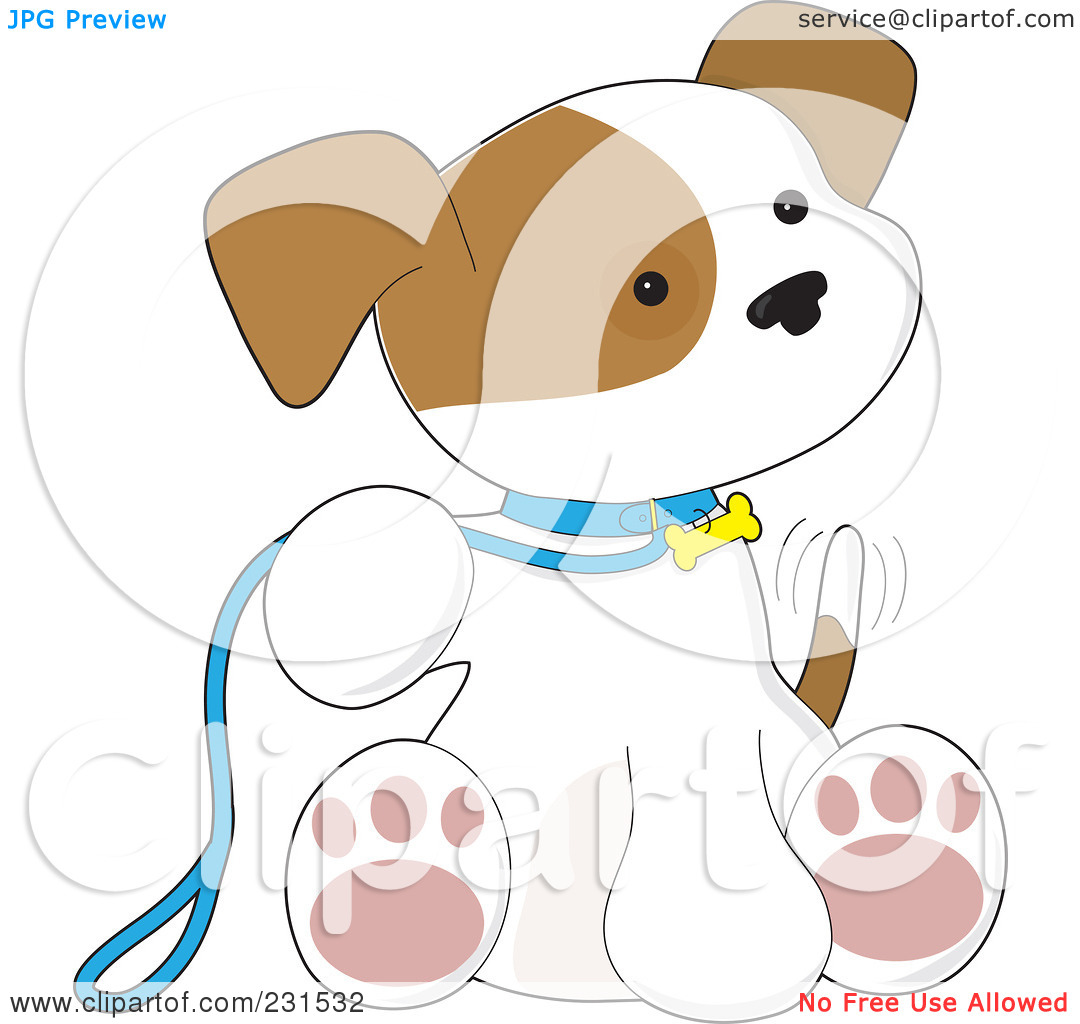 Free  Rf  Clipart Illustration Of A Cute Puppy Dog Wearing A Leash