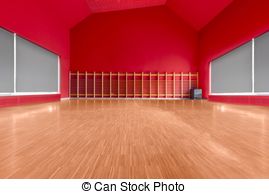 Gymnasium Room With Red Wall Stock Illustration