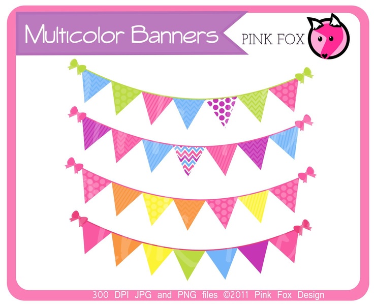 Instant Download   Bunting Banner Clipart   Flag Clip Art   Whimsical