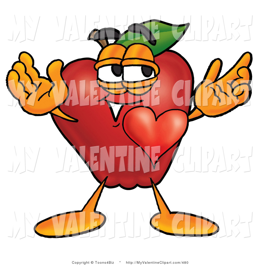 Larger Preview Valentines Clipart Of A Romantic Red Apple Character