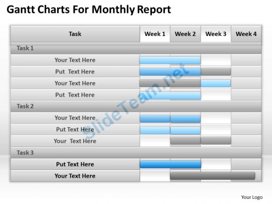 Management Consulting Charts For Monthly Report Powerpoint Templates