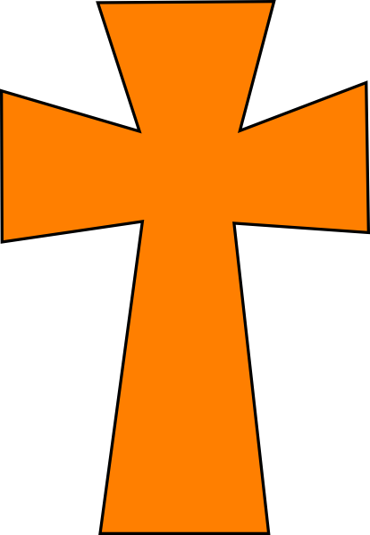 Medieval Cross Orange Black Clip Art