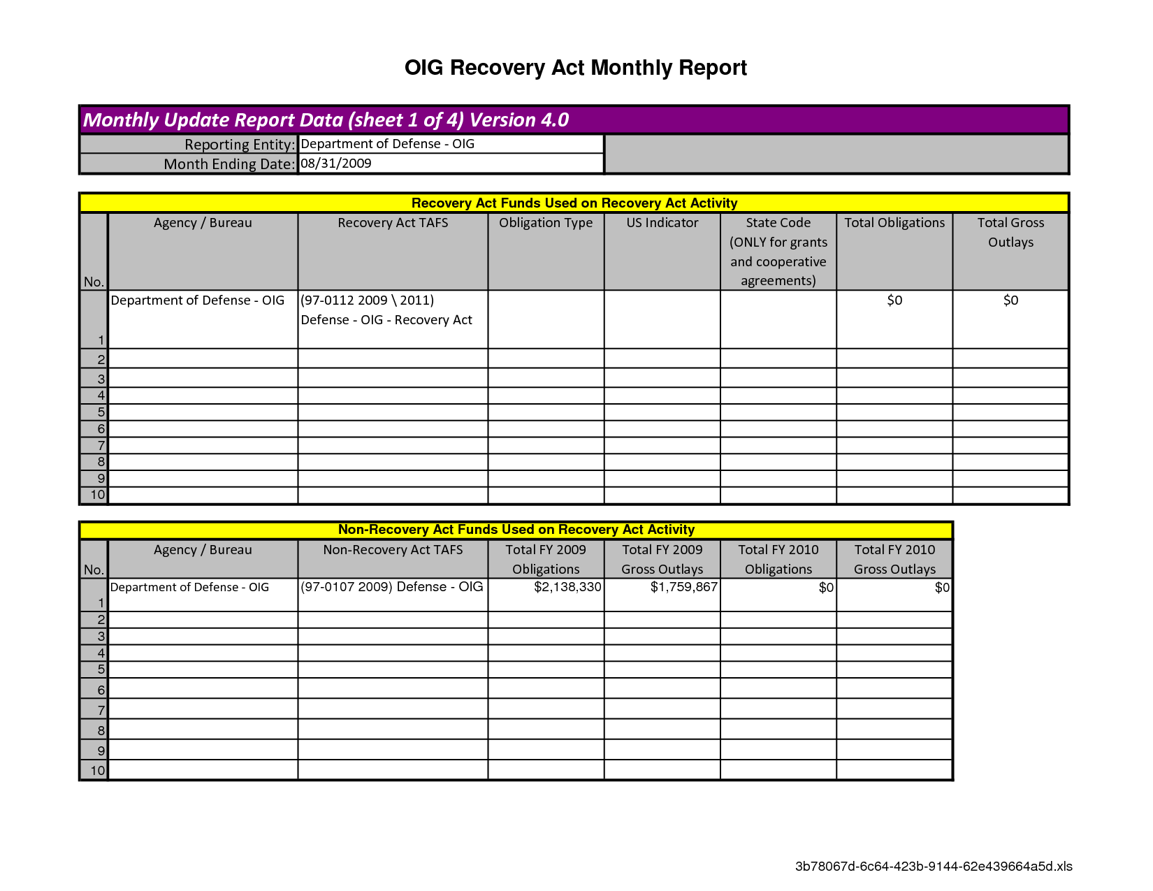 Monthly Management Report Template