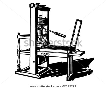 Printing Press   Retro Clipart Illustration   62325799   Shutterstock