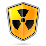 Radiation Warning Sign On Yellow Shield
