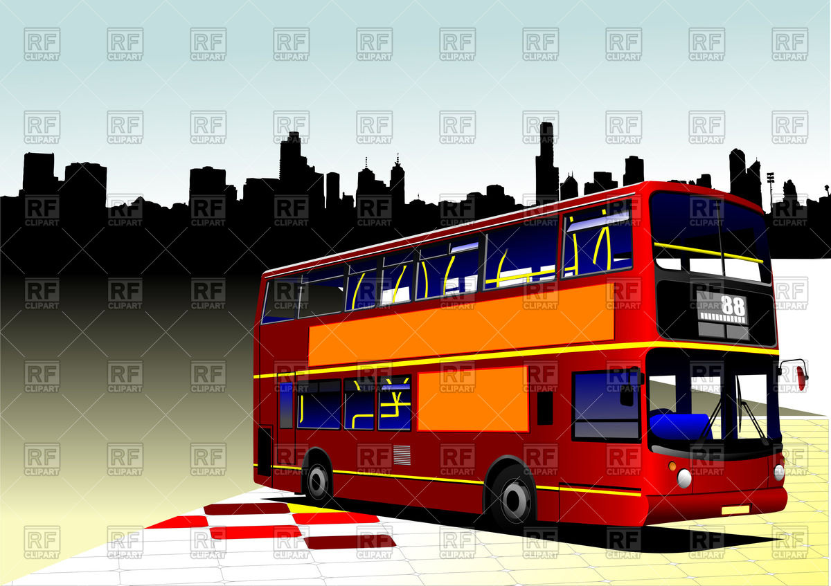 Red City Double Decker Bus On City Landscape 57039 Transportation