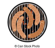 Sausages   An Illustration Of Sizzling Sausages On A Round