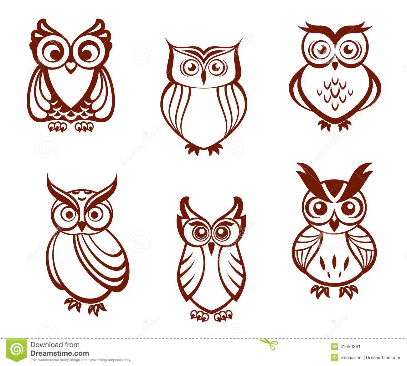 Set Of Cartoon Owls For Wisdom Or Education Concept Design  All Birds    