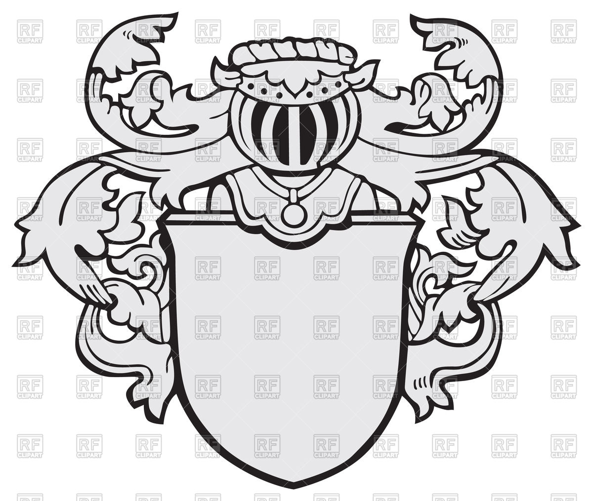 Shield With Decorations And Knightly Helmet 48133 Icons And Emblems