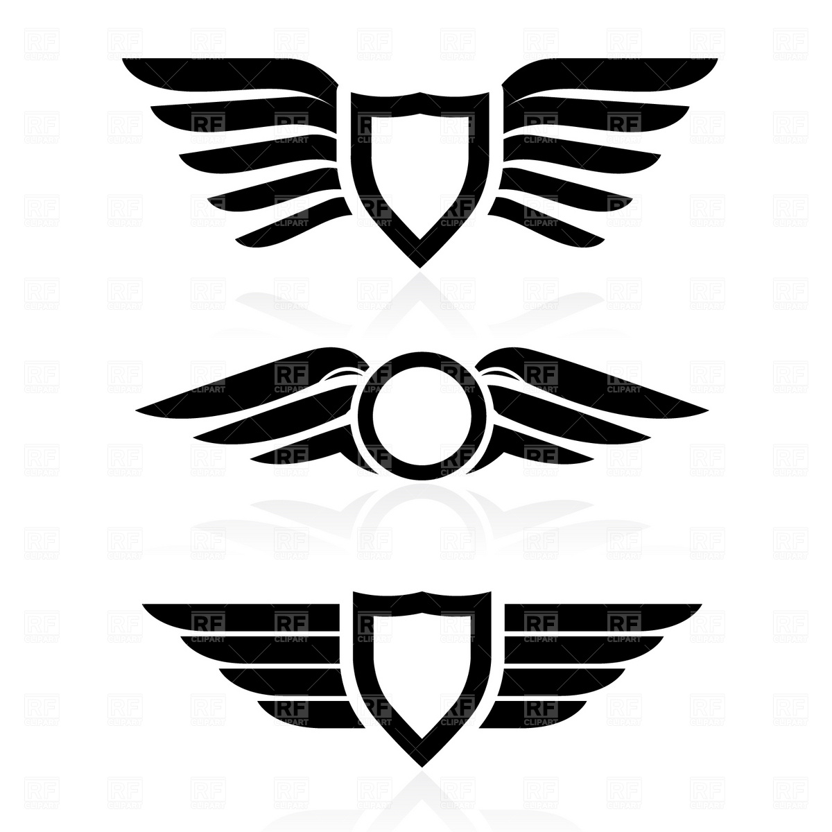 Shield With Wings Symbol 1836 Download Royalty Free Vector Clipart    