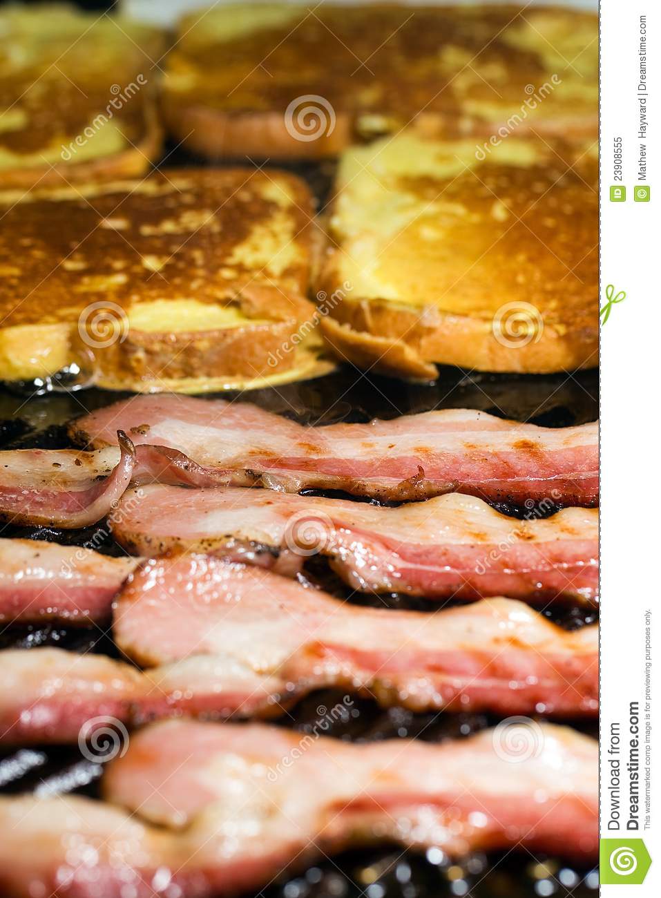 Sizzling Bacon And French Toast Royalty Free Stock Photo   Image    