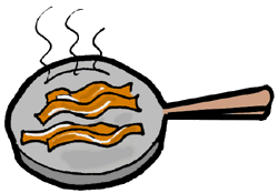 Sizzling Bacon In Frying Pan