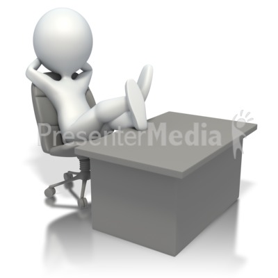 Stick Figure Relaxing At Desk   Education And School   Great Clipart