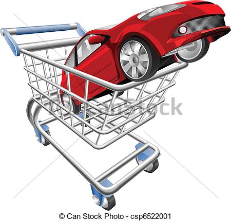 Vector   Car Shopping Cart Concept   Stock Illustration Royalty Free