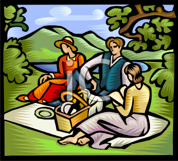Church Picnic Clipart Friends On A Picnic By A Pond