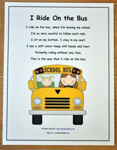 Classroom Poster For Appropriate Bus Behavior   I Ride On The Bus