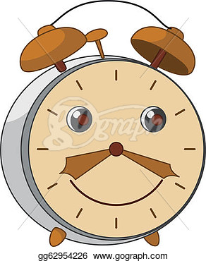 Clipart   Cheerful Smiling Mechanical Ancient Alarm Clock From Copper