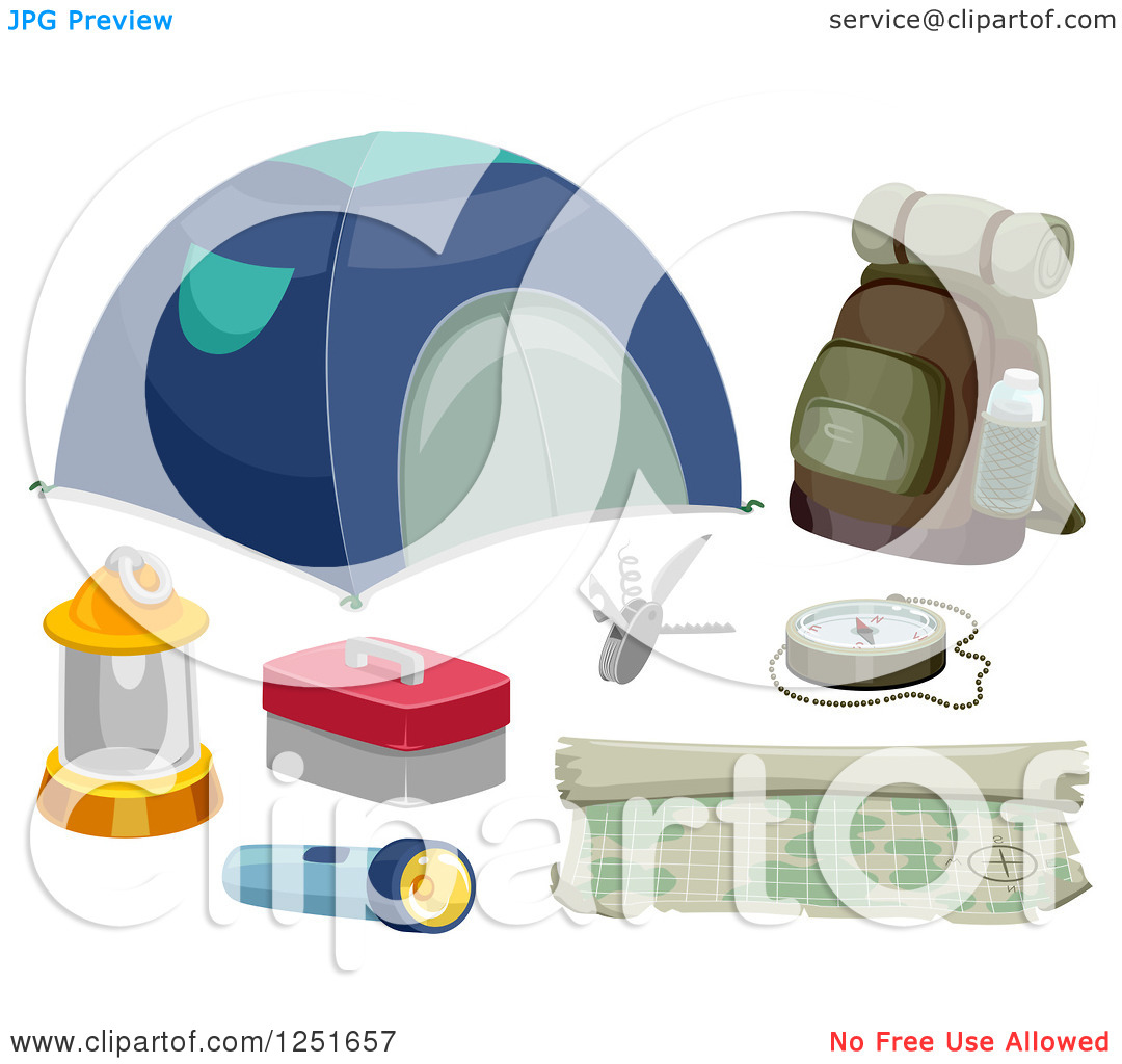 Clipart Of Camping And Hiking Gear   Royalty Free Vector Illustration