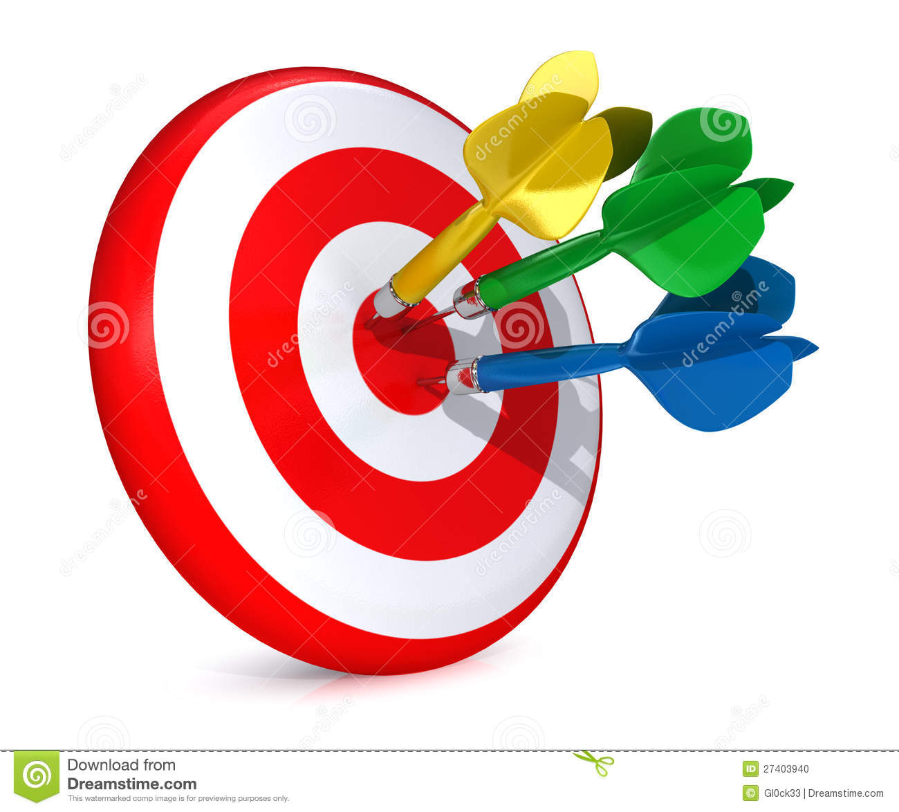 Colorful Darts Hitting A Target