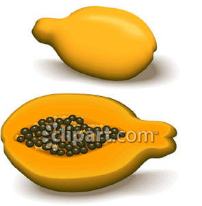 Cut Papaya   Royalty Free Clipart Picture