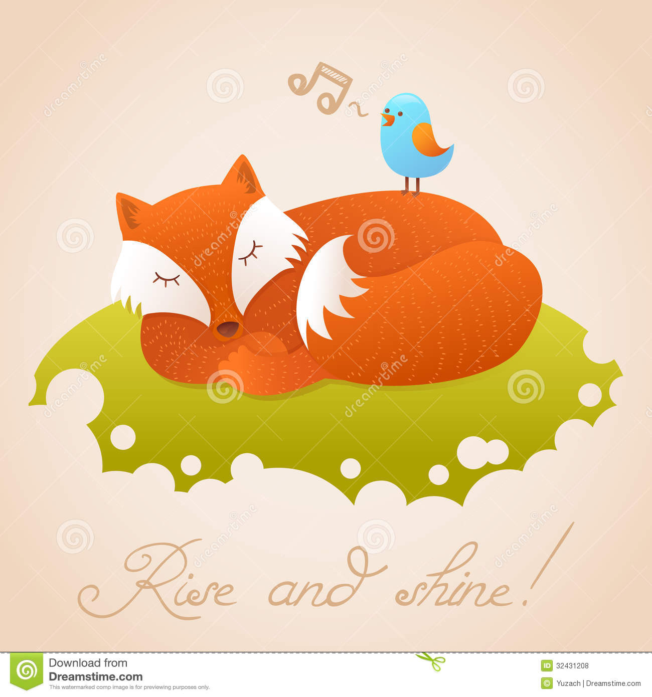 Cute Baby Card With Sleeping Red Fox Royalty Free Stock Photos   Image