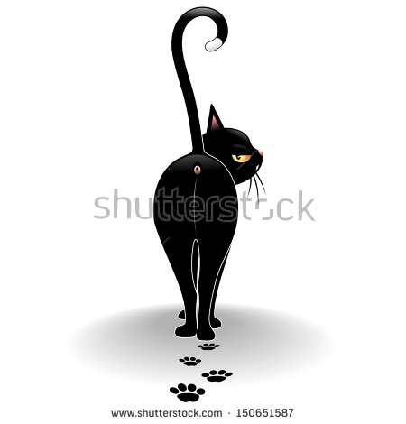 Disdainful Black Cat Cartoon Walking Away   Stock Vector