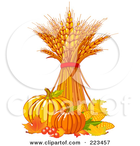 Free  Rf  Clipart Illustration Of A Bundle Of Wheat With A Red Banner