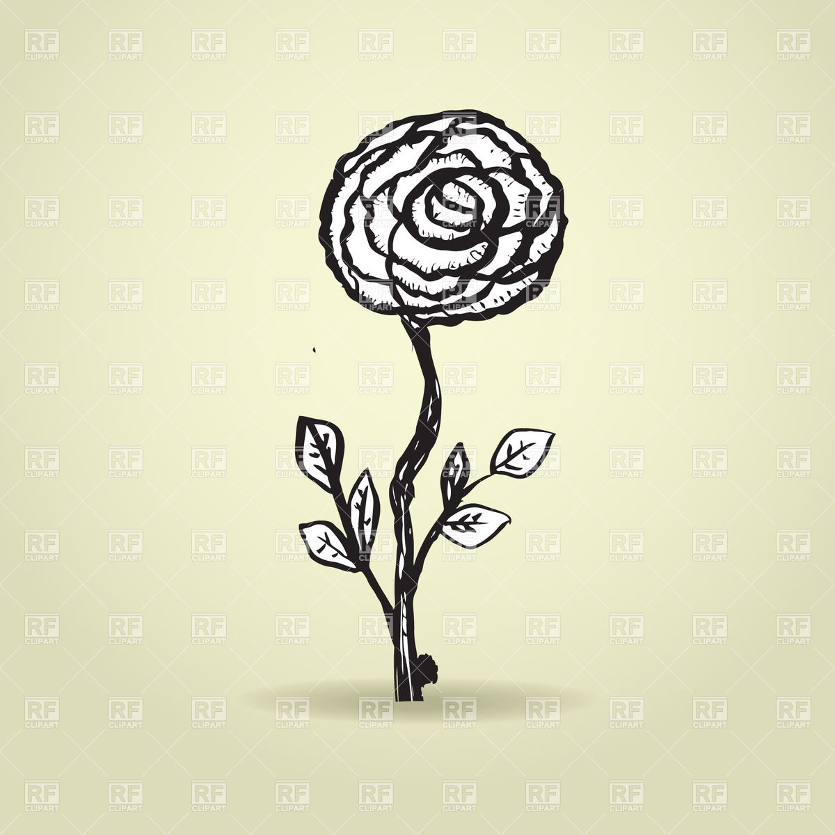 Hand Drawn Sketch Of Rose On Beige Background 21291 Download Royalty    