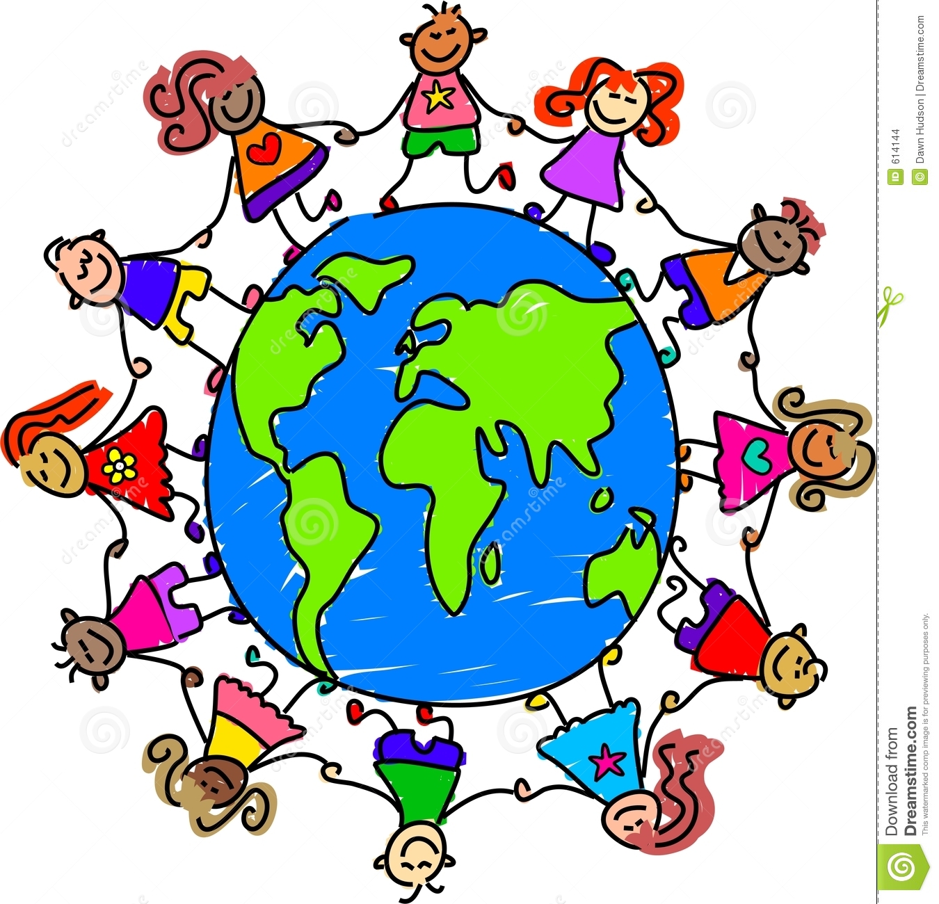 Happy And Diverse Kids Holding Hands Around The World   Toddler Art