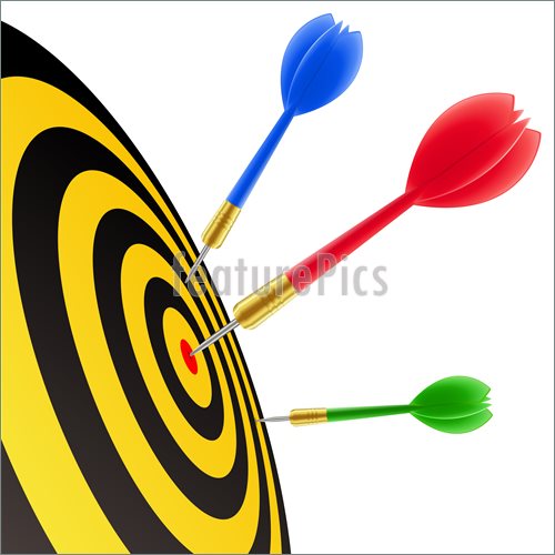 Illustration Of Darts Hitting The Target  Vector Clip Art To Download