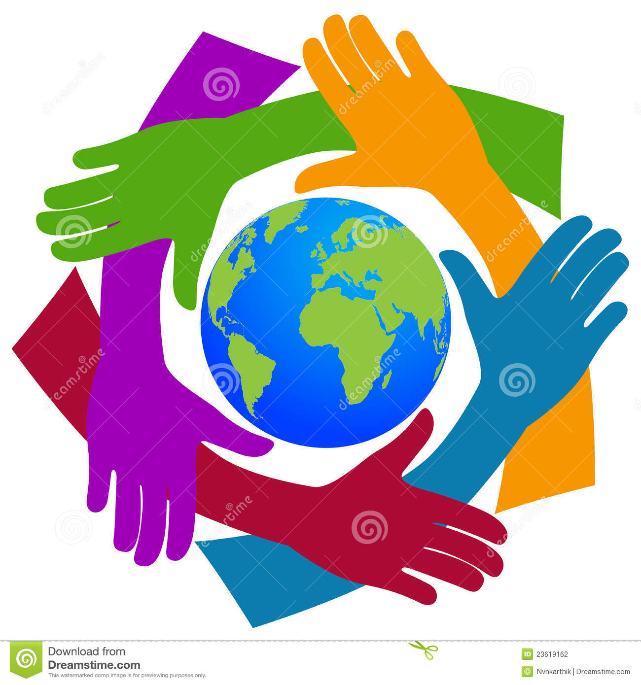 Illustration Of Hands Around The World Design Isolated On White