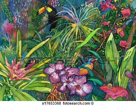 Jungle Foliage View Large Illustration