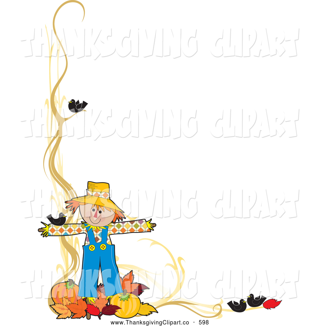 Larger Preview  Vector Clip Art Of A Harvest Scarecrow With Leaves And    